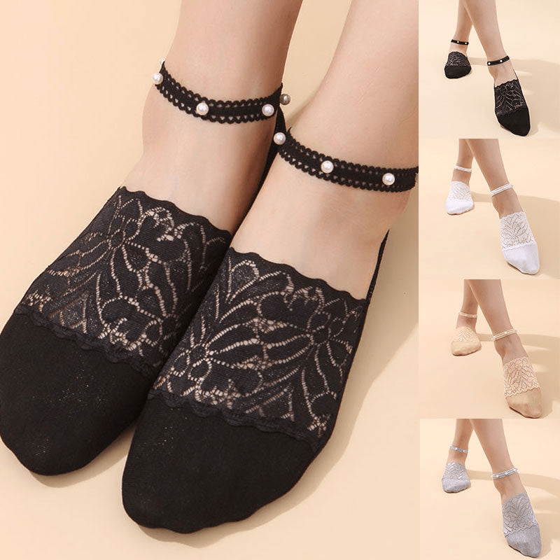 Pearl Lace Anti-slip Comfy Invisible Socks