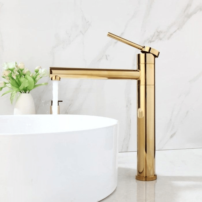 Golden Plated Vessel Stream Brass Elegant Faucet