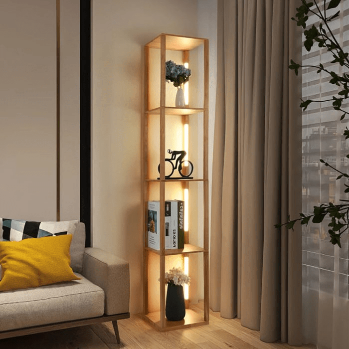 Elegant Wooden LED Light Nordic Shelf