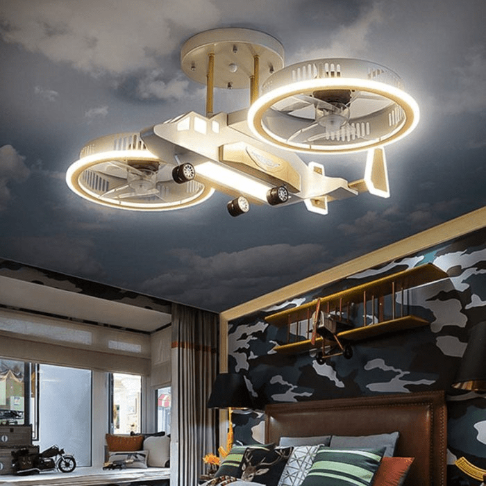 Futuristic Helicopter LED Ceiling Fan Lamp
