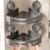 No-Drill Suction Powered Corner Bathroom Organizer