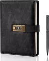 WEMATE Diary with Lock, A5 PU Leather Journal with Lock 240 Pages