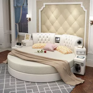 Techy Smart Large Round Leather Bed