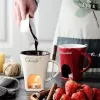 #1024 Premium Ceramic Chocolate Fondue Mug Set with Tea Light Warmer
