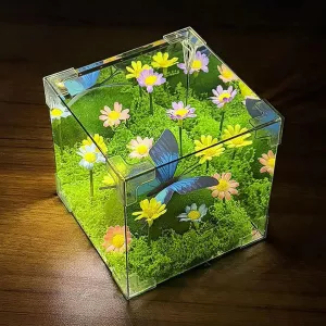 LED Butterfly Garden Cube Night Light Decor