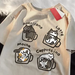 Cat Coffee Lover Funny T-Shirt