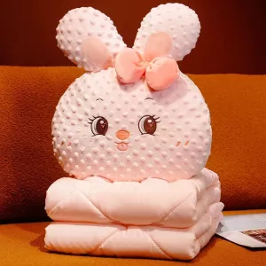 Cuddle Ready Cute Cartoon Pillow Blanket