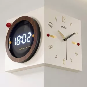Corner-Split Dual Display Minimal Wall Clock