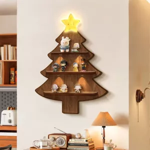 Cozy Christmas Wooden Tree Shelf