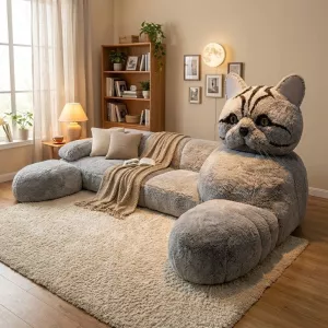 Monster Giant Cat Plush Sleeper Sofa
