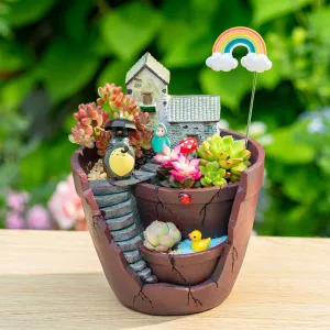 Mini Cottage Succulent Landscape Planter Pot