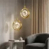 #69-Nordic Crystal Halo Pendant Light