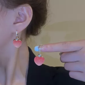 Cherry Lover Zircon Korean Style Earrings