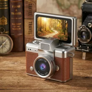 Retro Flip Screen Mini Camera Keychain
