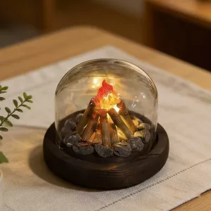 Mini Bonfire Flame Glass Dome Night Lamp