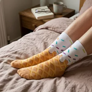 Ice Cream Waffle Pattern Socks