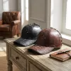 #3051 - Crocodile Texture Leather Baseball Cap