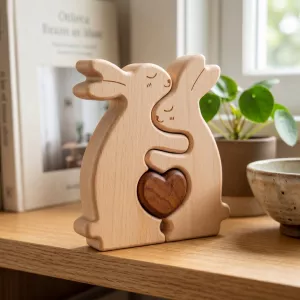 Bunny Family Wooden Puzzle Home Decor