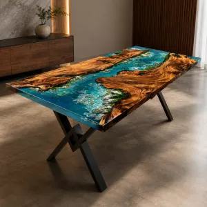 River Craft Handmade Wood Epoxy Artsy Table