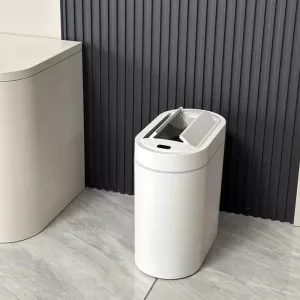 Clean Hands Touchless Slim Bathroom Wastebasket Bin