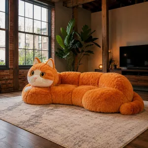 Giant Cat Plush Lounge Sofa Bed