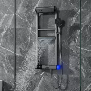 Modern LED Digital Display Thermostatic Piano Keys Shower Set