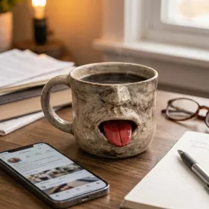 Tongue-Out Face Handmade Ceramic Mug