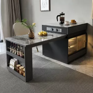 Modesta Compact Pull-Out Kitchen Island Dining Table