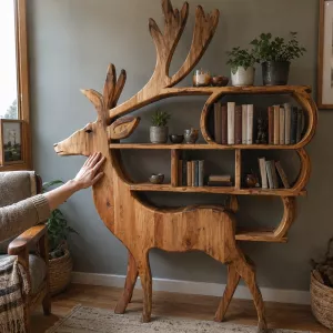 Forest Guardian Deer Wall Storage Shelf