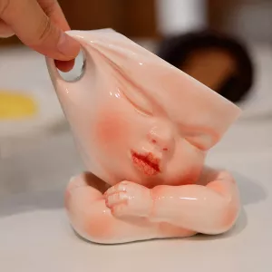 Sweet Blush Sculpted Face Ceramic Coffee Mug