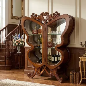 Butterfly Wing Wooden Wine Cabinet