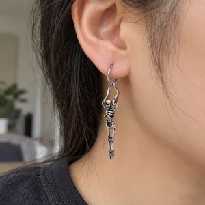 Hanging Skeleton Hoop Earring