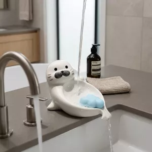 Chubby Seal Cute Draining Soap Dish Holder Tray