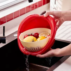 Wash & Serve Double Layer Fruit Drain Basket