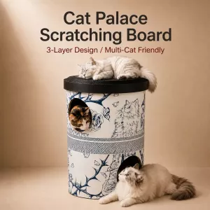 #0916 - Milk Tea Cup Cat Scratcher and Multi-Level Cat Hideaway