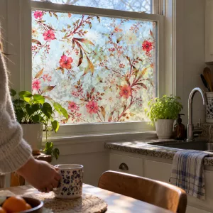 Sunlit Garden Floral Privacy Window Film