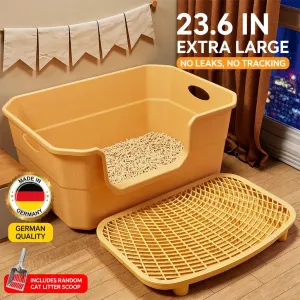 #2405 - Large Semi-Enclosed Cat Litter Box with a Splash Guard