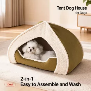 #2429 - Washable Semi-Enclosed Pet Tent Bed for Dogs and Cats
