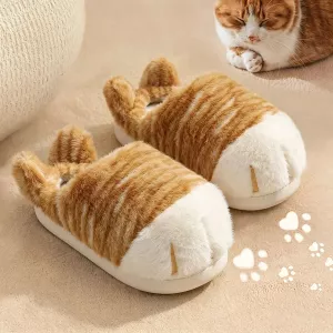 Paw Print Fuzyy Slippers