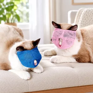 Adjustable Breathable Mesh Cat Grooming Muzzle for Nail Trimming, S/L, 1–2 Pack cwyp-003