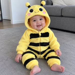 Tiny Bee Hooded Baby Jumpsuit