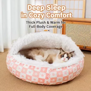 #3408 - Enclosed Plush Pet Bed for Cats and Small Dogs