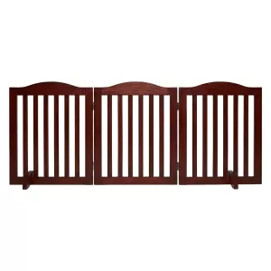 Wooden Freestanding Foldable Pet Gate for Dogs, 24 inch 3 Panels Step Over Fence, Dog Gate for The House, Doorway,