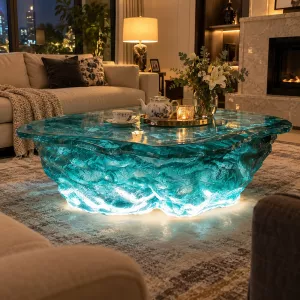 Frozen Ocean Illuminated Resin Table