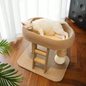 #1029 - Two-Level Cat Tree with Oval Hideaway and Sisal Scratching Surface